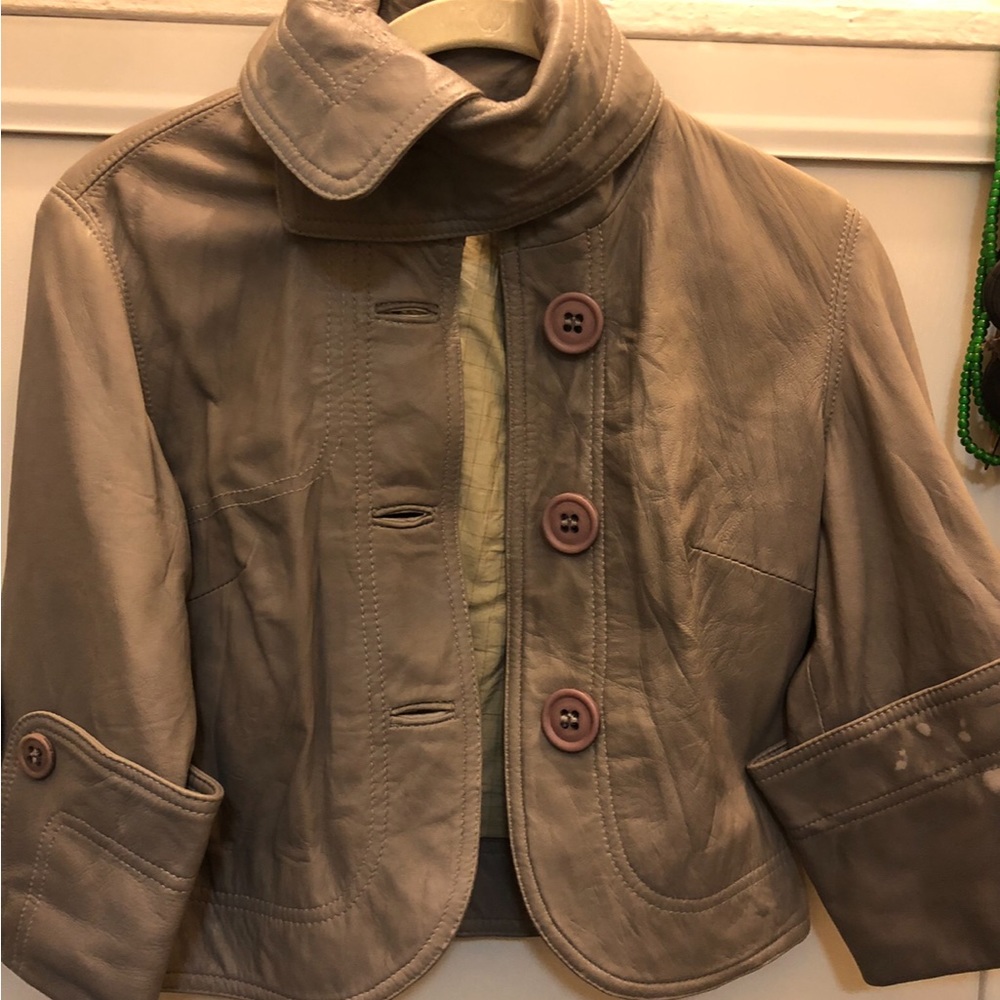 Mike & Chris cropped leather jacket, size XS